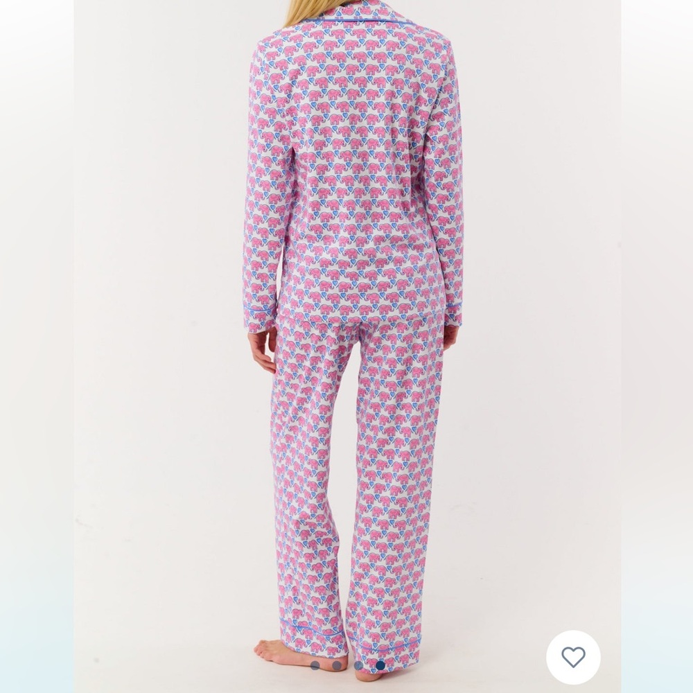 NWT Roller Rabbit Hathi Heart Long Sleeve Polo Pajama Set - Picture 4 of 4